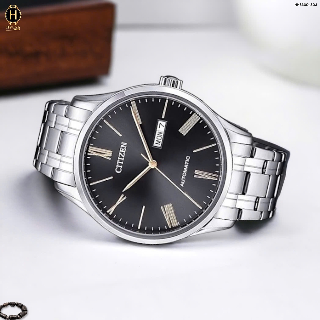 Đồng Hồ Nam Automatic NH8360-80J Dây Sắt Vỏ Trắng Mặt Đen Classic