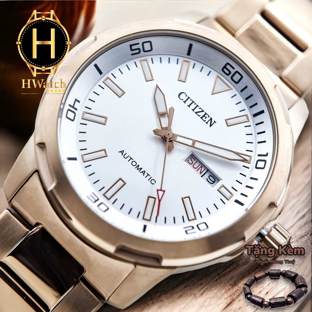 Đồng Hồ Nam Citizen Automatic NH8373-88A Dây Thép Vỏ Vàng Mặt Trắng