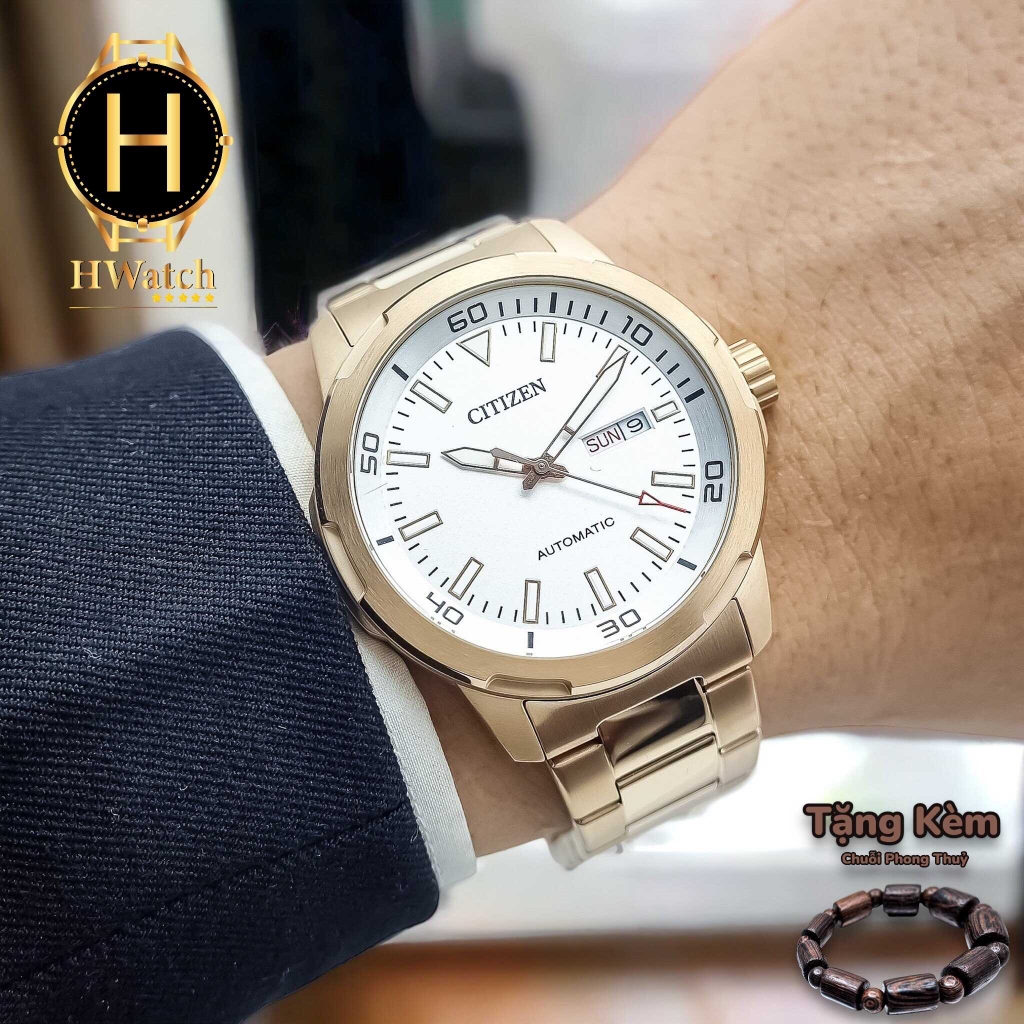 Đồng Hồ Nam Citizen Automatic NH8373-88A Dây Thép Vỏ Vàng Mặt Trắng