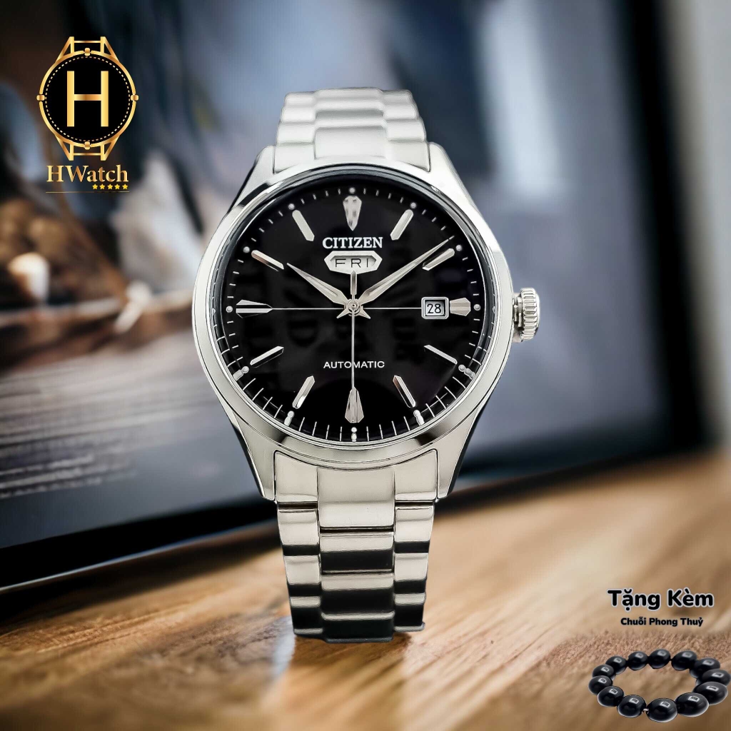 Đồng Hồ Nam Citizen Automatic NH8391-51E Dây Sắt Bạc Vỏ Trắng Mặt Đen