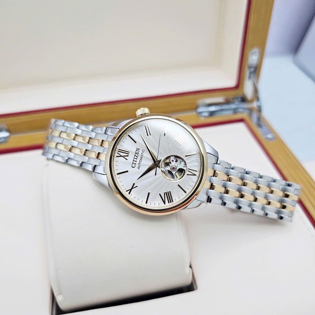 Đồng Hồ Nam Citizen Automatic Mechanical Open Heart Demi Gold NH9136-88A