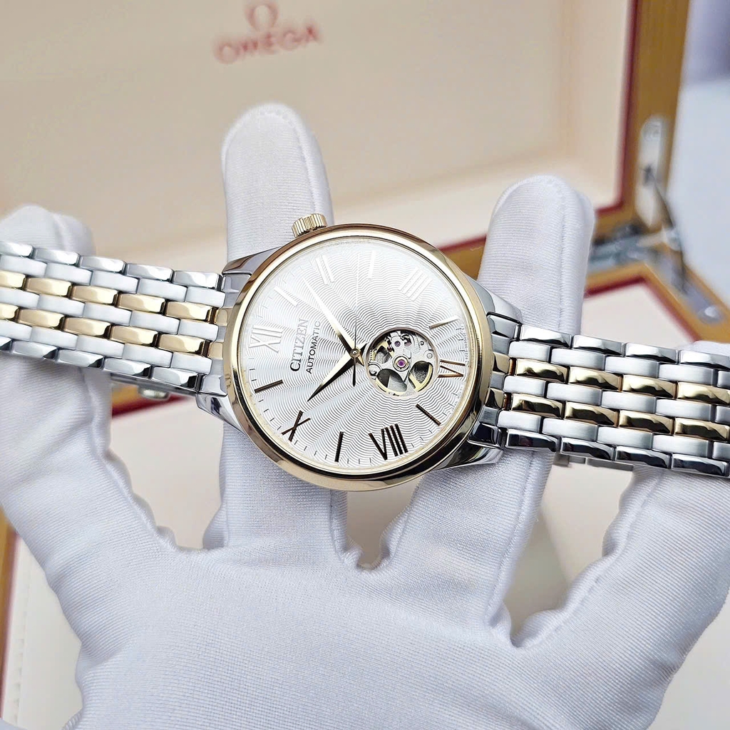 Đồng Hồ Nam Citizen Automatic Mechanical Open Heart Demi Gold NH9136-88A