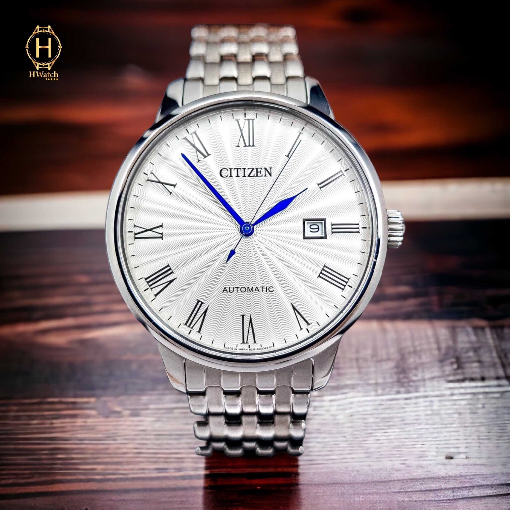 Đồng Hồ Nam Citizen Automatic NJ0080-50A Dây Sắt Vỏ Trắng Mặt Trắng Sapphire