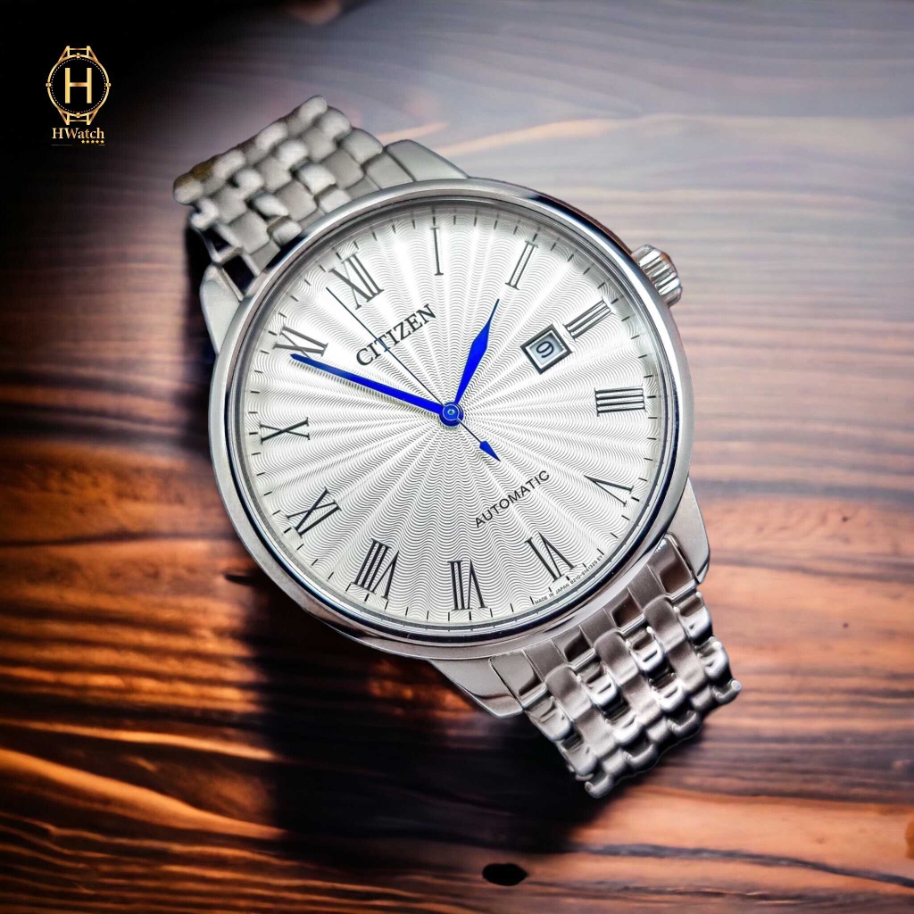Đồng Hồ Nam Citizen Automatic NJ0080-50A Dây Sắt Vỏ Trắng Mặt Trắng Sapphire