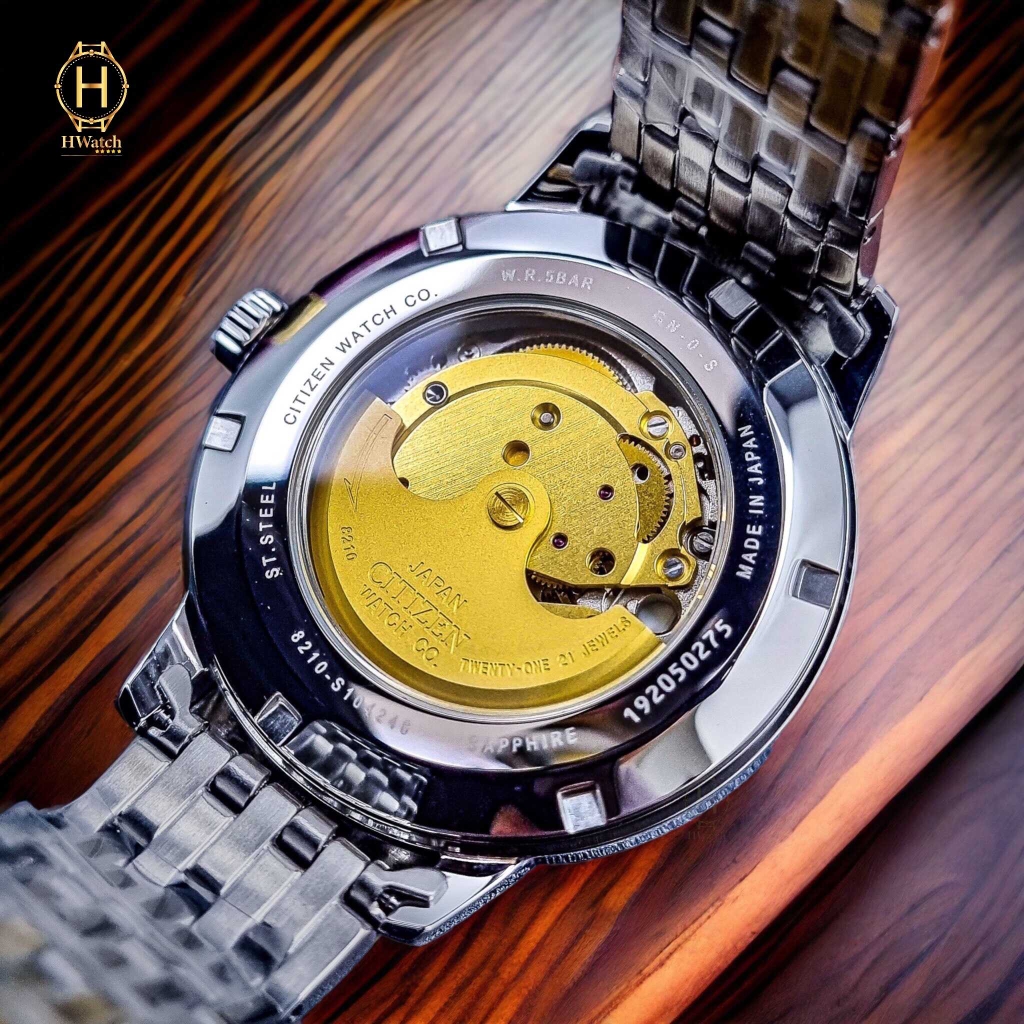 Đồng Hồ Nam Citizen Automatic NJ0080-50A Dây Sắt Vỏ Trắng Mặt Trắng Sapphire