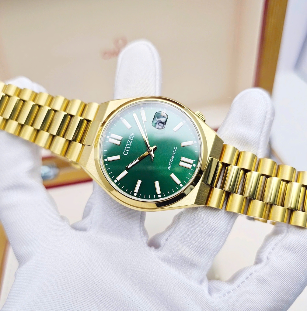 Đồng Hồ Nam Citizen Automatic Tsuyosa Mechanical Gold Green NJ0152-51X