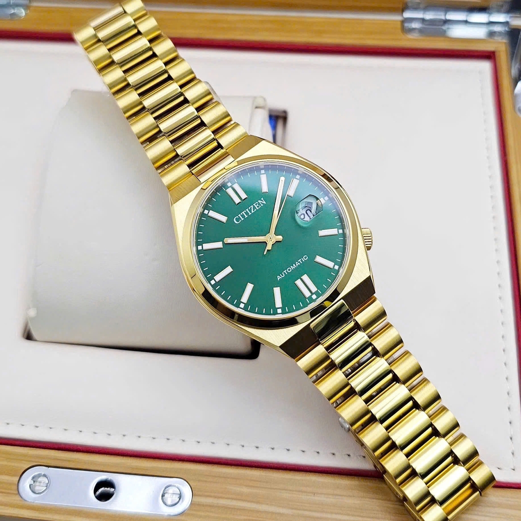 Đồng Hồ Nam Citizen Automatic Tsuyosa Mechanical Gold Green NJ0152-51X 