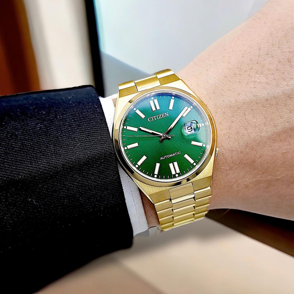 Đồng Hồ Nam Citizen Automatic Tsuyosa Mechanical Gold Green NJ0152-51X