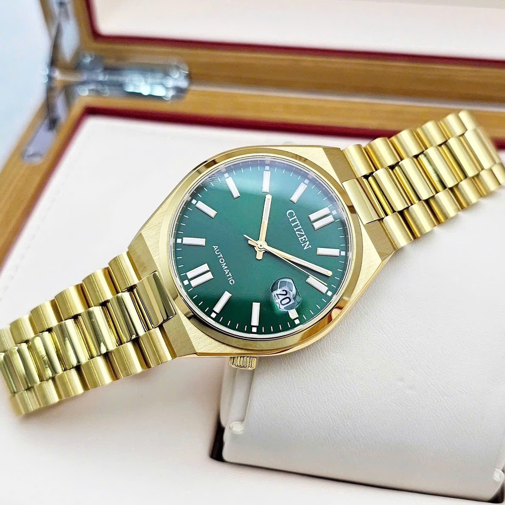Đồng Hồ Nam Citizen Automatic Tsuyosa Mechanical Gold Green NJ0152-51X 