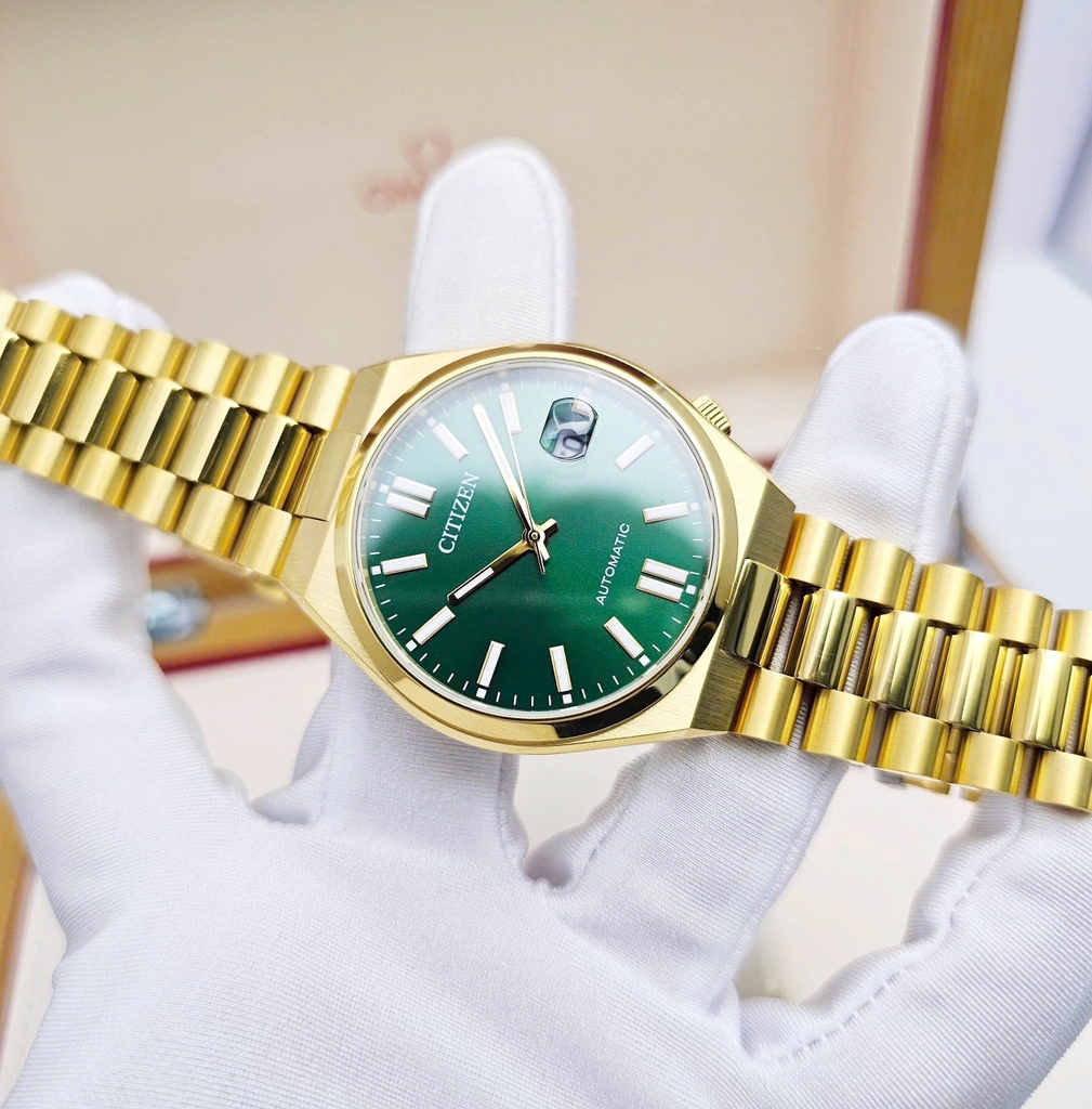 Đồng Hồ Nam Citizen Automatic Tsuyosa Mechanical Gold Green NJ0152-51X 