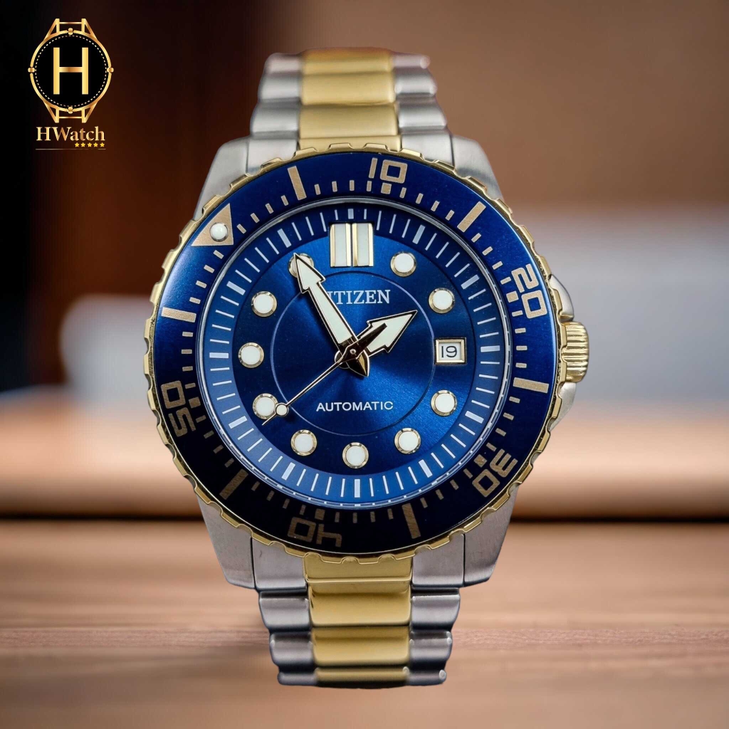 Đồng Hồ Nam Citizen Automatic NJ0174-82L Dây Sắt Demi Vàng Mặt Xanh Dương Sapphire