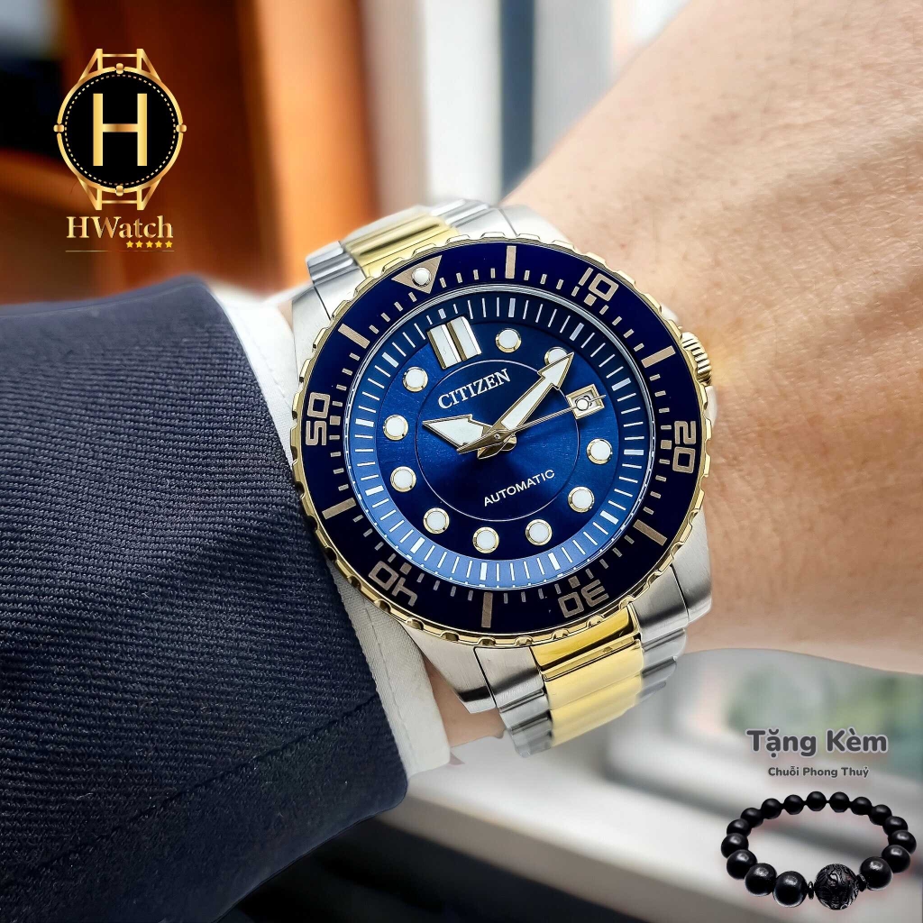 Đồng Hồ Nam Citizen Automatic NJ0174-82L Dây Sắt Demi Vàng Mặt Xanh Dương Sapphire