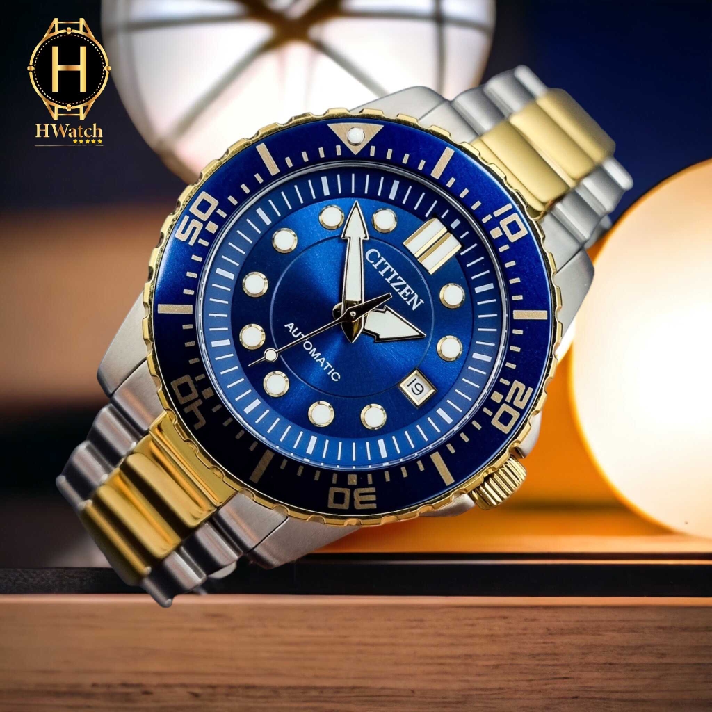 Đồng Hồ Nam Citizen Automatic NJ0174-82L Dây Sắt Demi Vàng Mặt Xanh Dương Sapphire