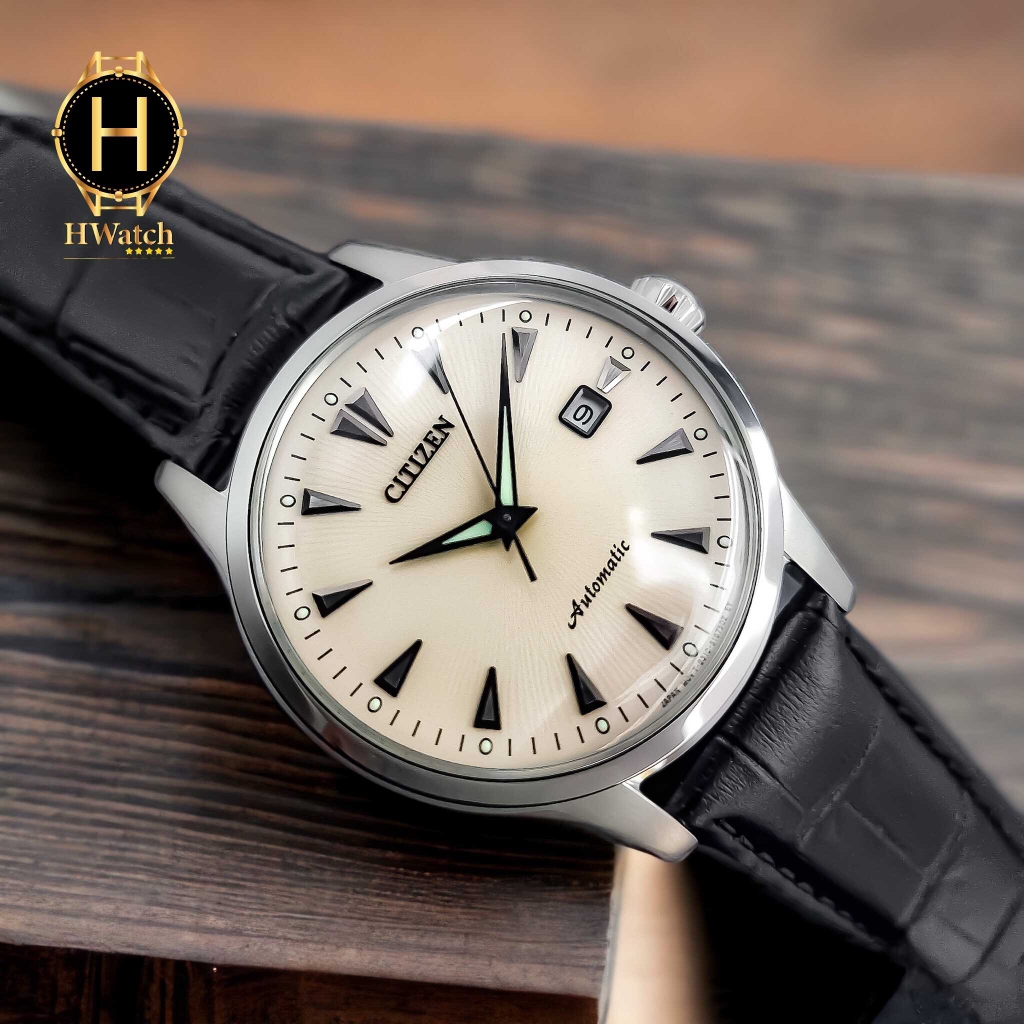 Đồng Hồ Nam Citizen NK0001-17X Automatic Dây Da Đen Mặt Vàng Nhạt