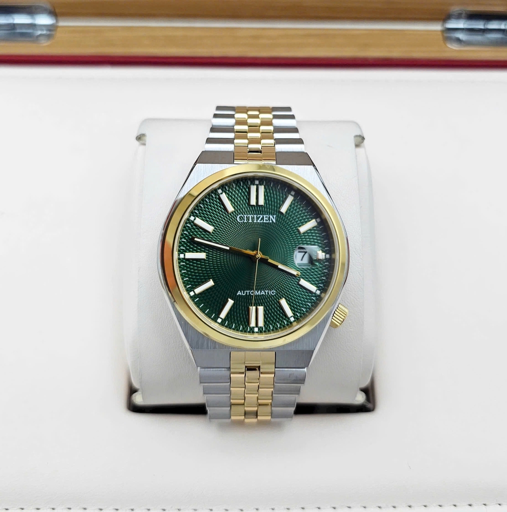 Đồng Hồ Nam Citizen Automatic Tsuyosa 60 Demi Gold Green NK0024-54X