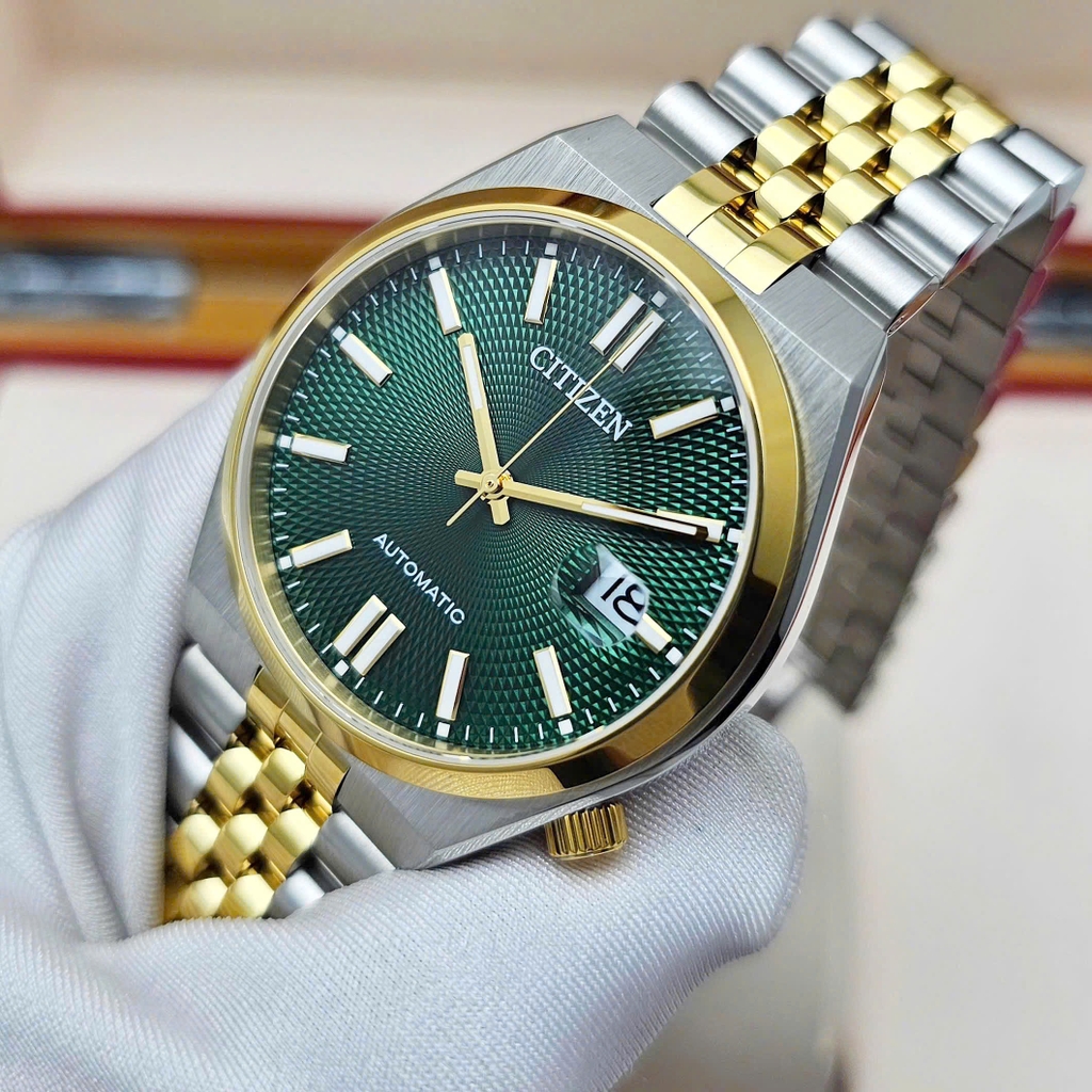 Đồng Hồ Nam Citizen Automatic Tsuyosa 60 Demi Gold Green NK0024-54X