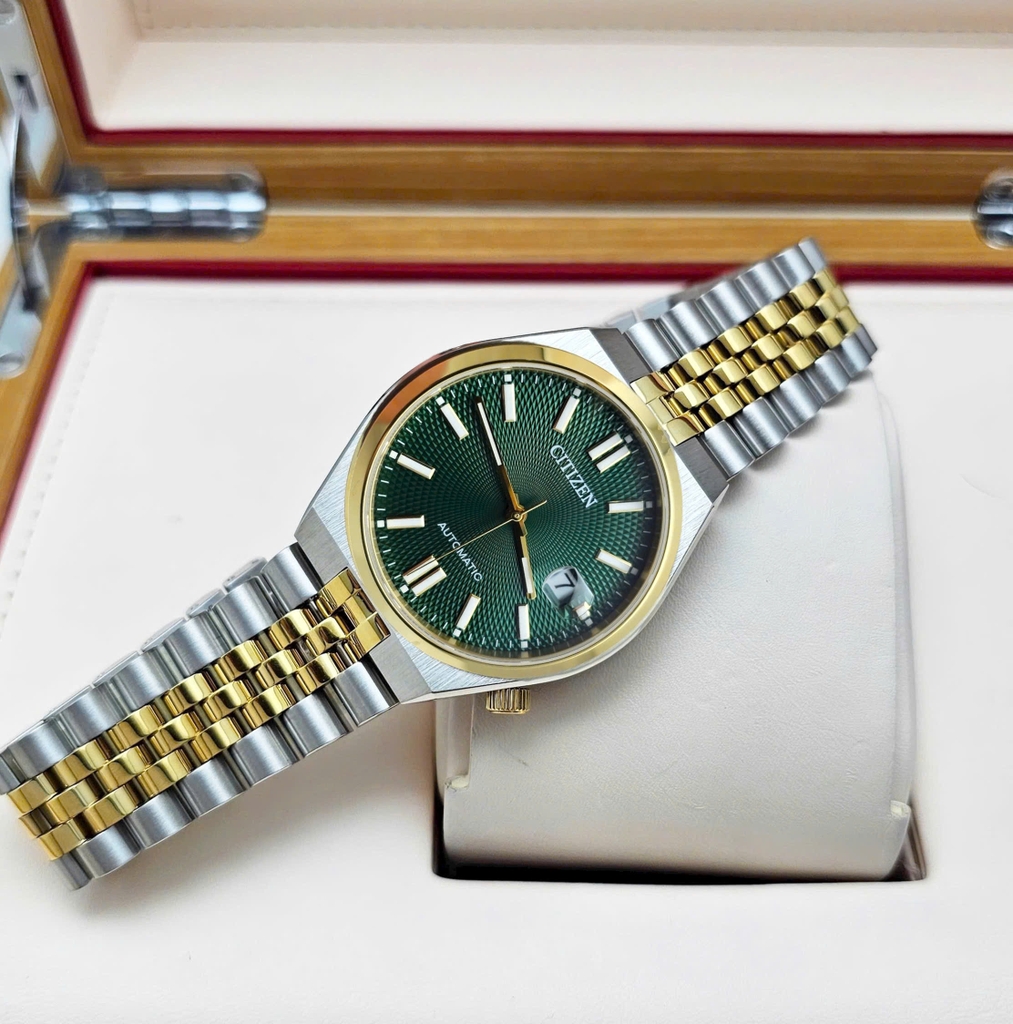 Đồng Hồ Nam Citizen Automatic Tsuyosa 60 Demi Gold Green NK0024-54X