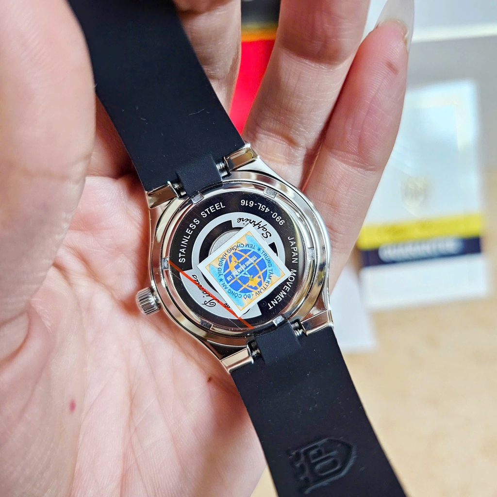 Đồng Hồ Nữ Olym Pianus Quartz OP990-45DLS-GL-D Dây Cao Su Mặt Đen Sapphire