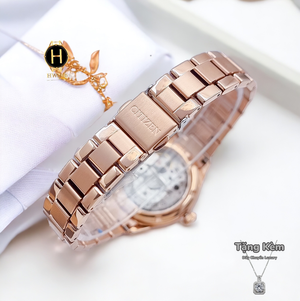 Đồng Hồ Nữ Citizen Automatic PC1002-85A Rose Open Heart Diamond