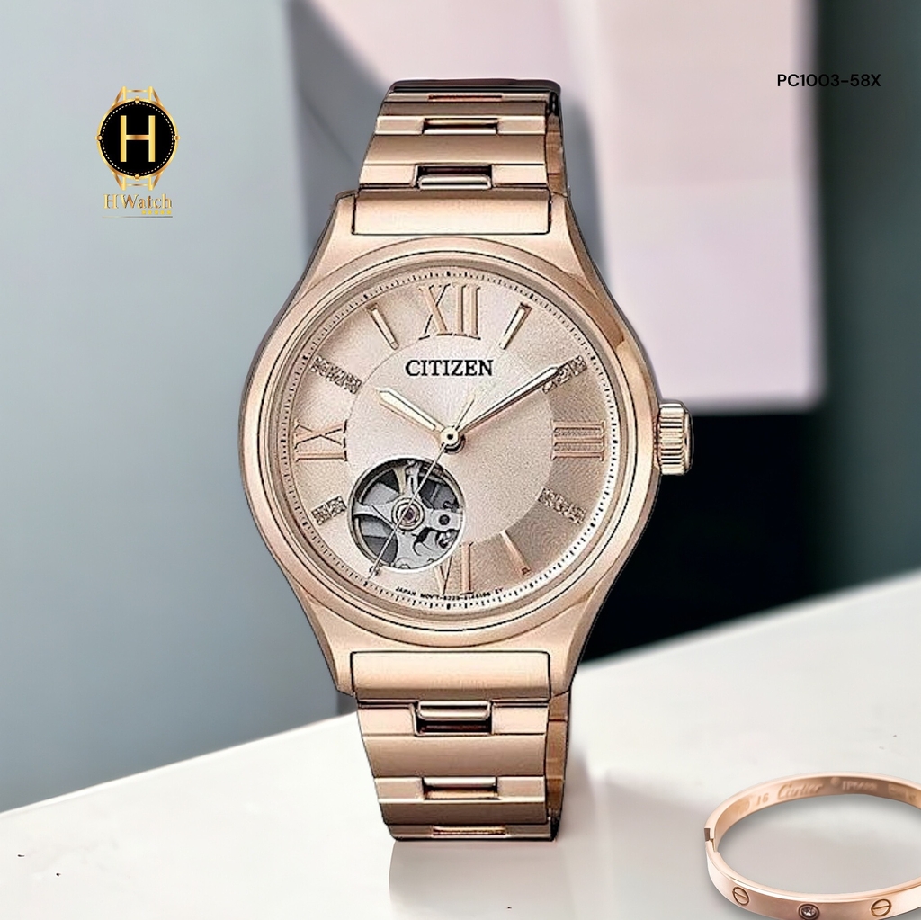 Đồng Hồ Nữ Citizen Automatic PC1003-58X Rose  Open Heart