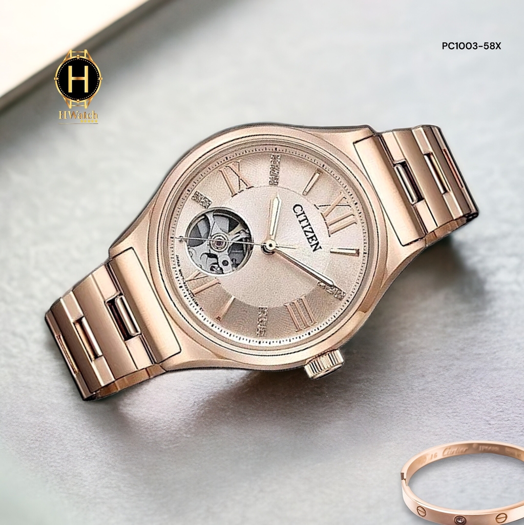 Đồng Hồ Nữ Citizen Automatic PC1003-58X Rose  Open Heart