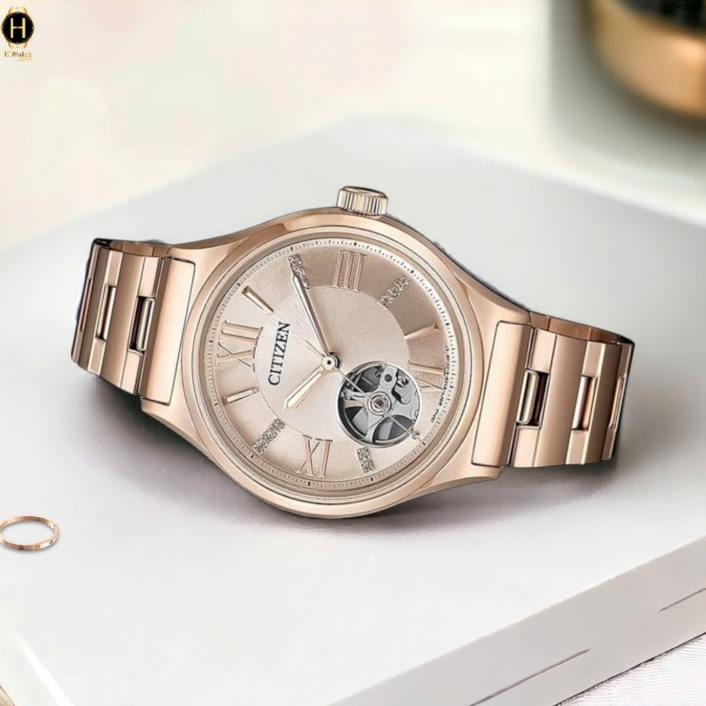 Đồng Hồ Nữ Citizen Automatic PC1003-58X Rose  Open Heart