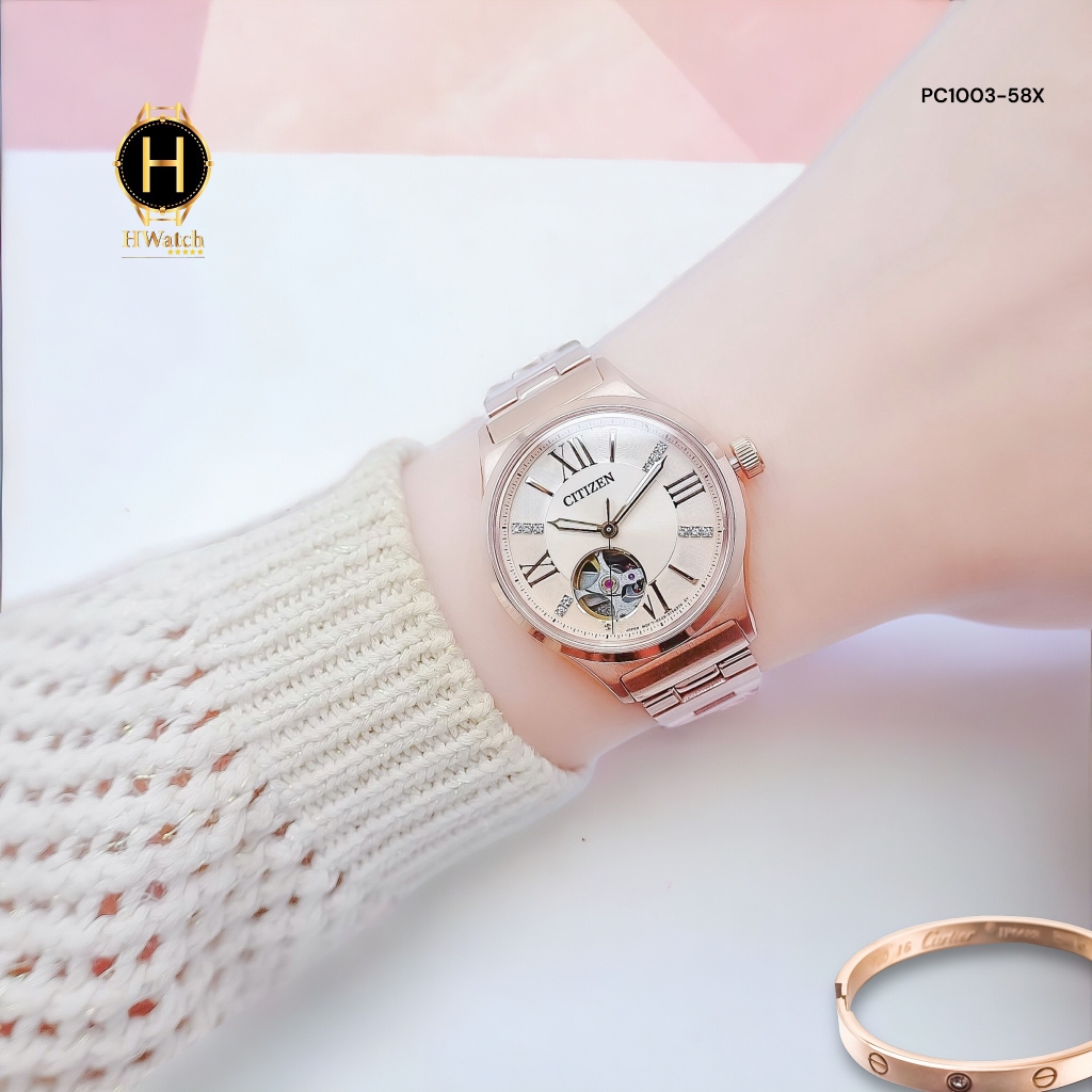 Đồng Hồ Nữ Citizen Automatic PC1003-58X Rose  Open Heart