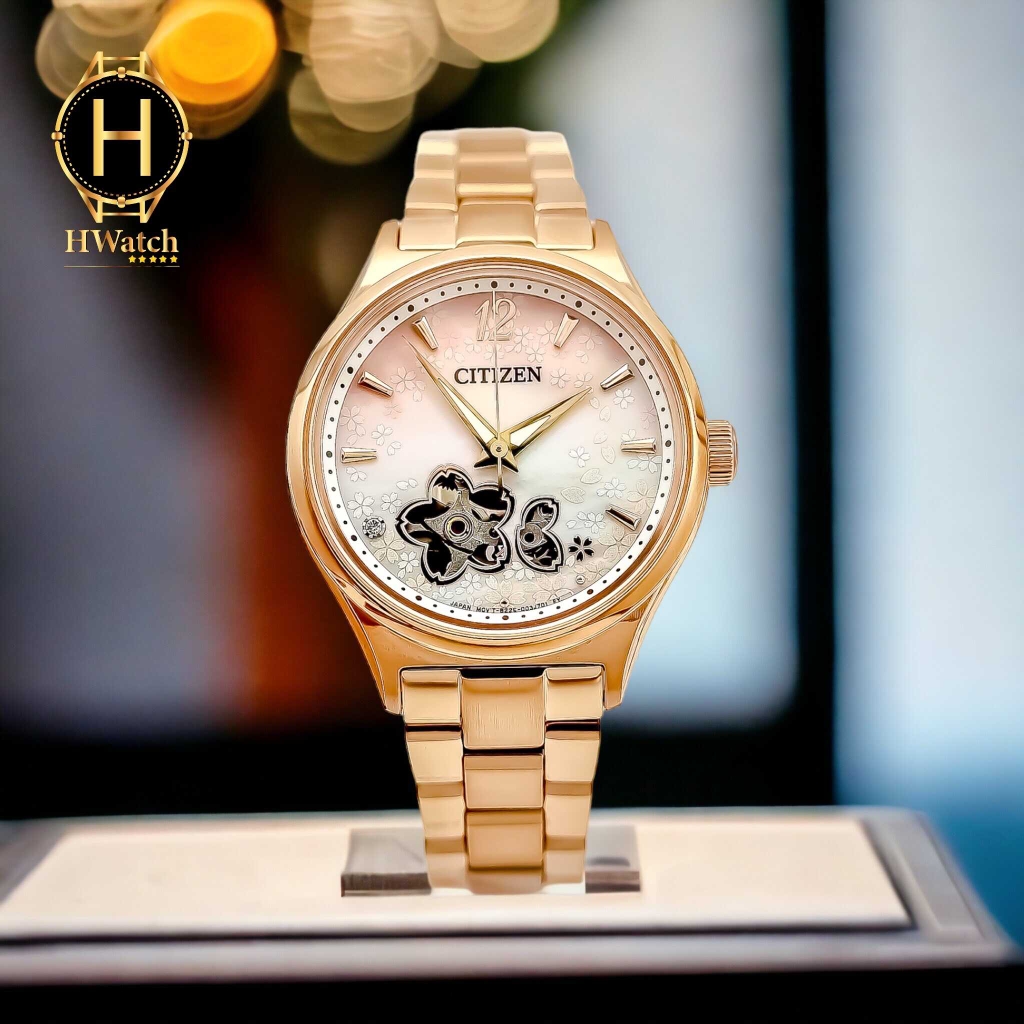 Đồng Hồ Nữ Citizen Automatic Mechanical Rose Open Heart PC1017-61Y