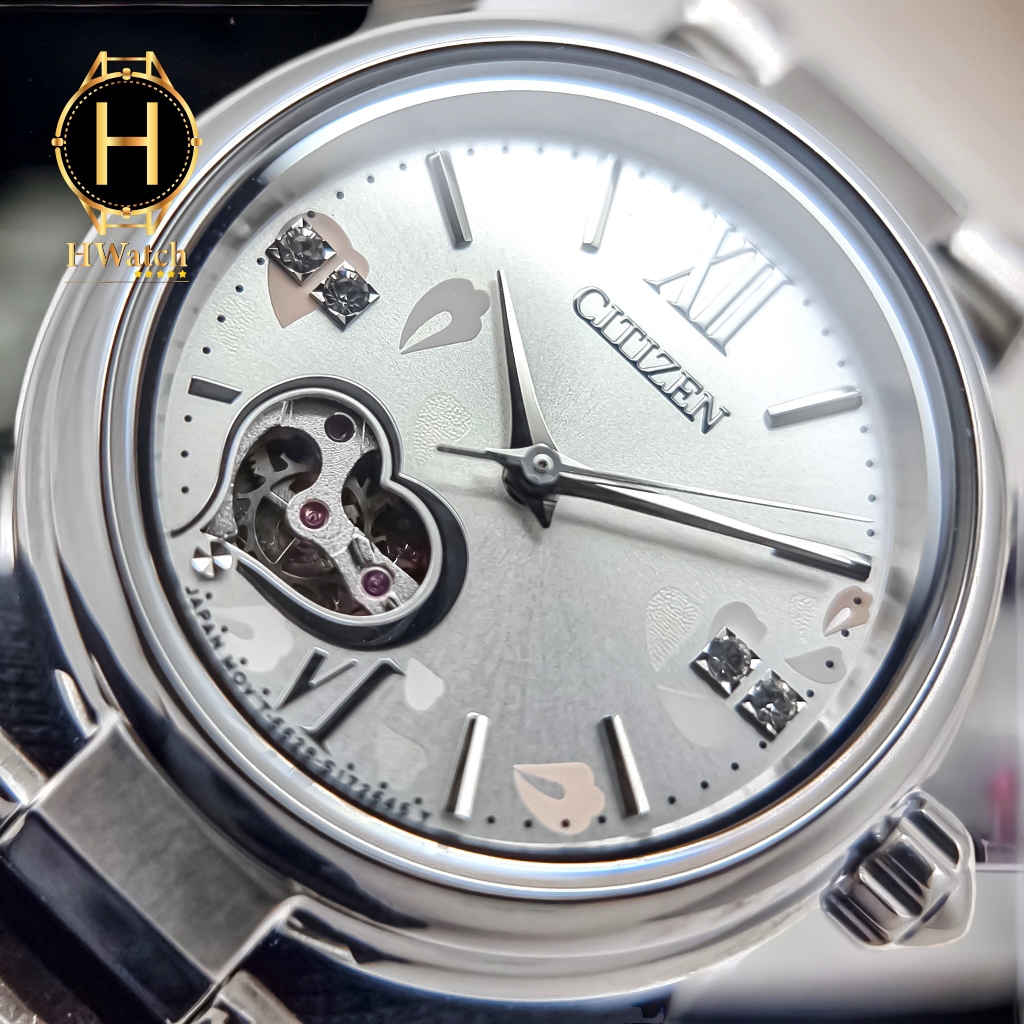 Đồng Hồ Nữ CITIZEN Cơ PR1020-85A Dây Thép Mặt Trắng Lộ  Kính Sapphire