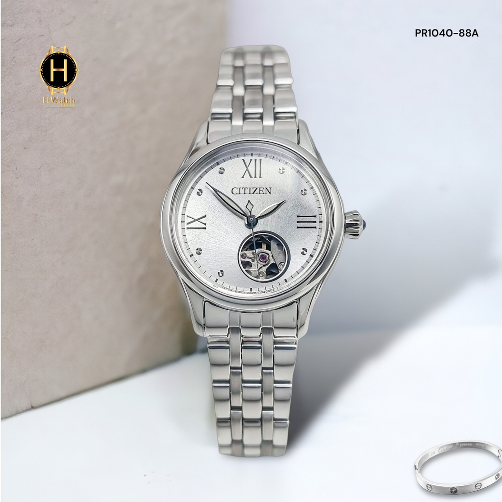 Đồng Hồ Nữ Citizen Automatic 28.5mm Open Heart PR1040-88A