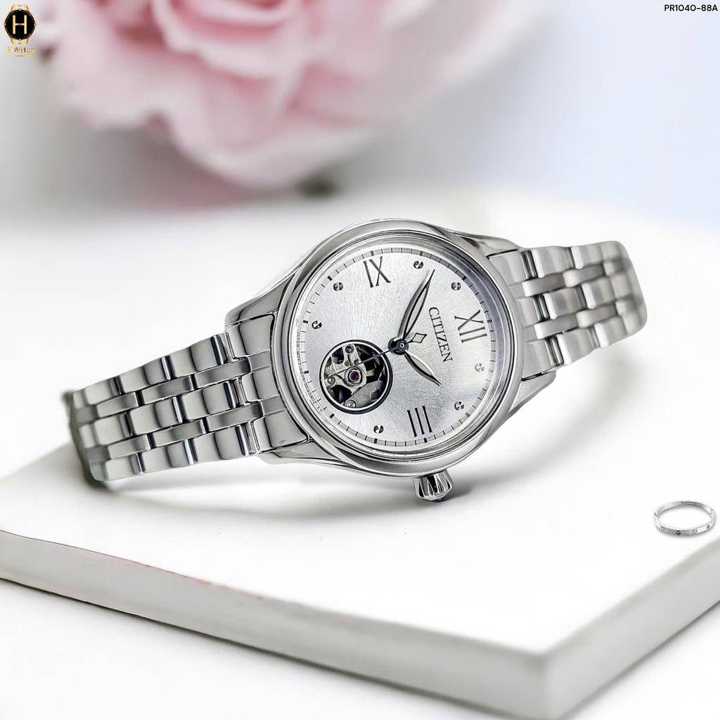 Đồng Hồ Nữ Citizen Automatic 28.5mm Open Heart PR1040-88A
