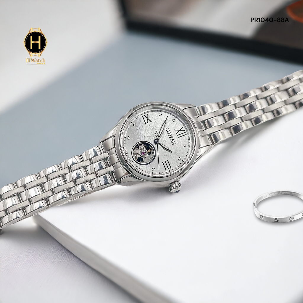 Đồng Hồ Nữ Citizen Automatic 28.5mm Open Heart PR1040-88A