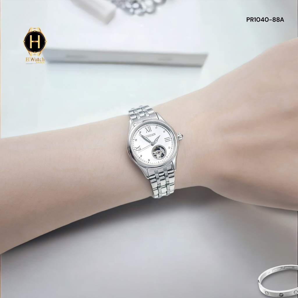 Đồng Hồ Nữ Citizen Automatic 28.5mm Open Heart PR1040-88A
