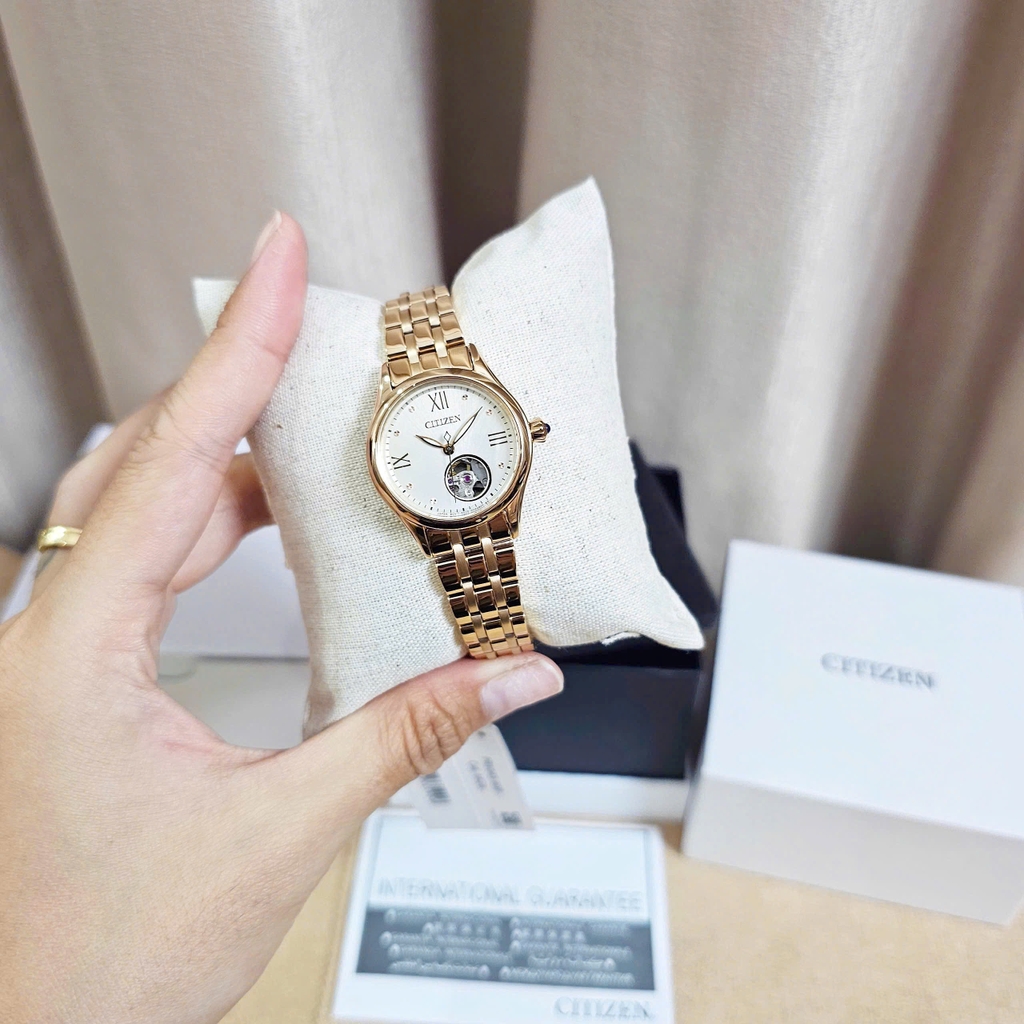 Đồng Hồ Nữ Citizen Automatic 28.5mm Open Heart PR1043-80P