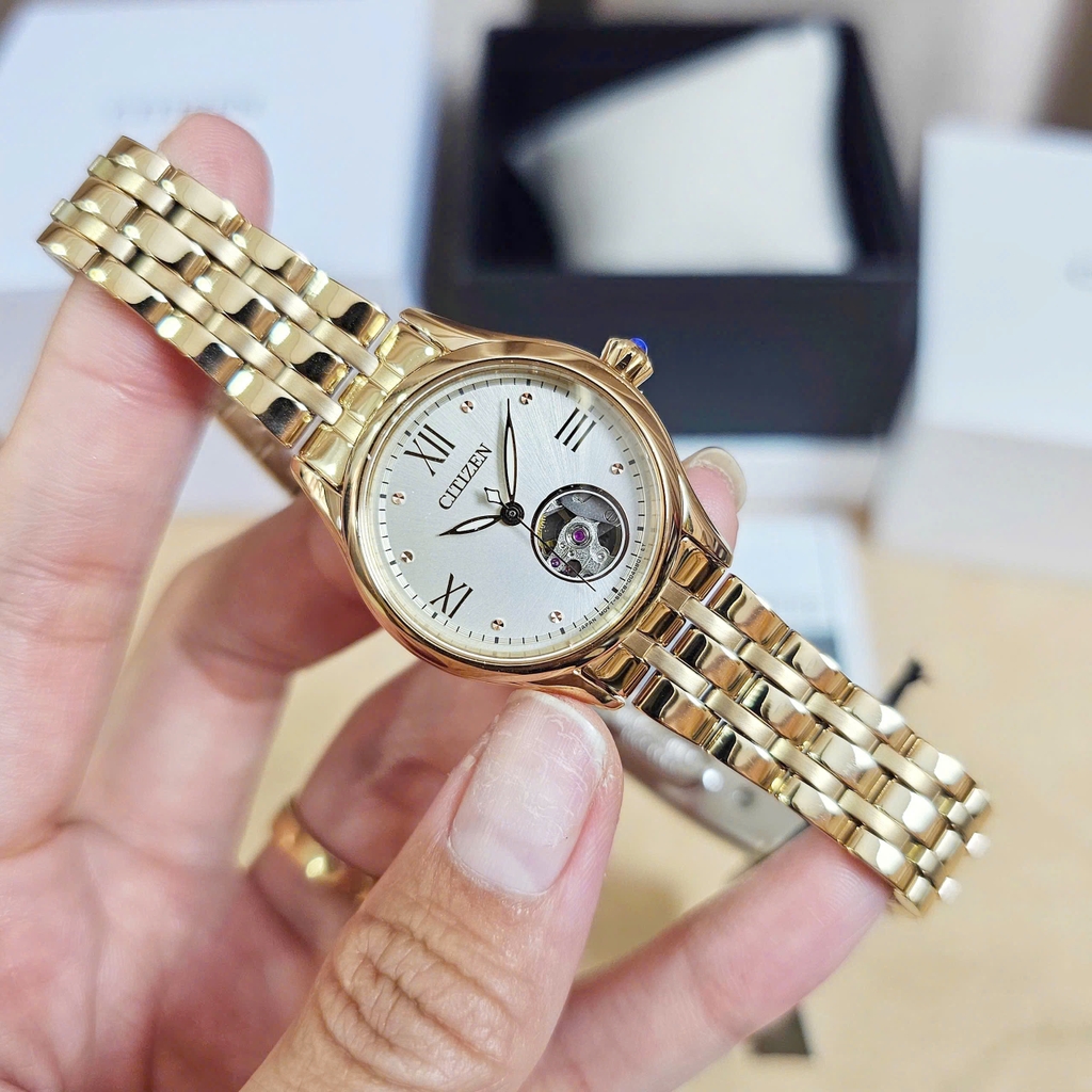 Đồng Hồ Nữ Citizen Automatic 28.5mm Open Heart PR1043-80P