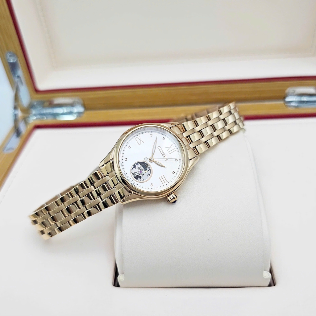 Đồng Hồ Nữ Citizen Automatic 28.5mm Open Heart PR1043-80P
