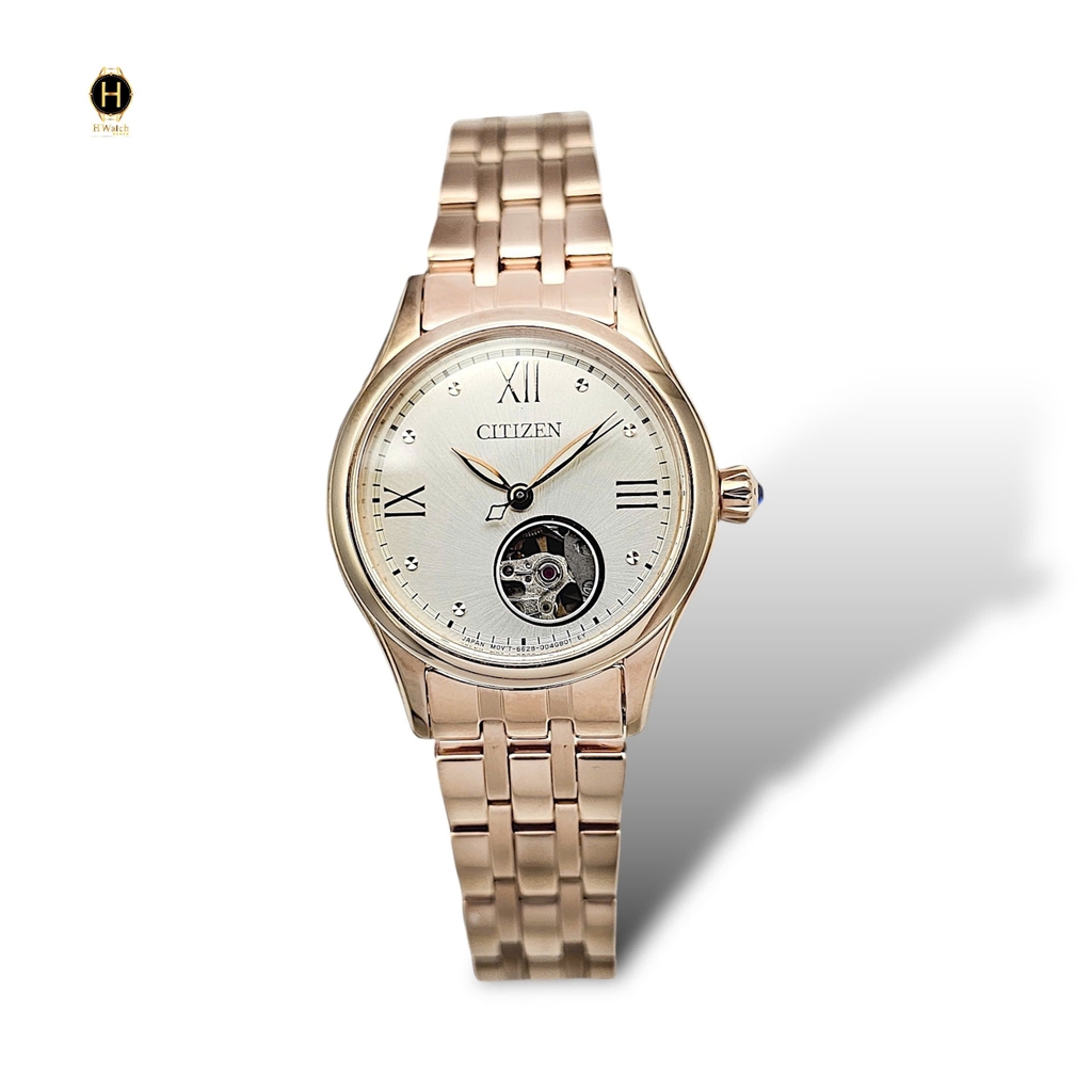 Đồng Hồ Nữ Citizen Automatic 28.5mm Open Heart PR1043-80P