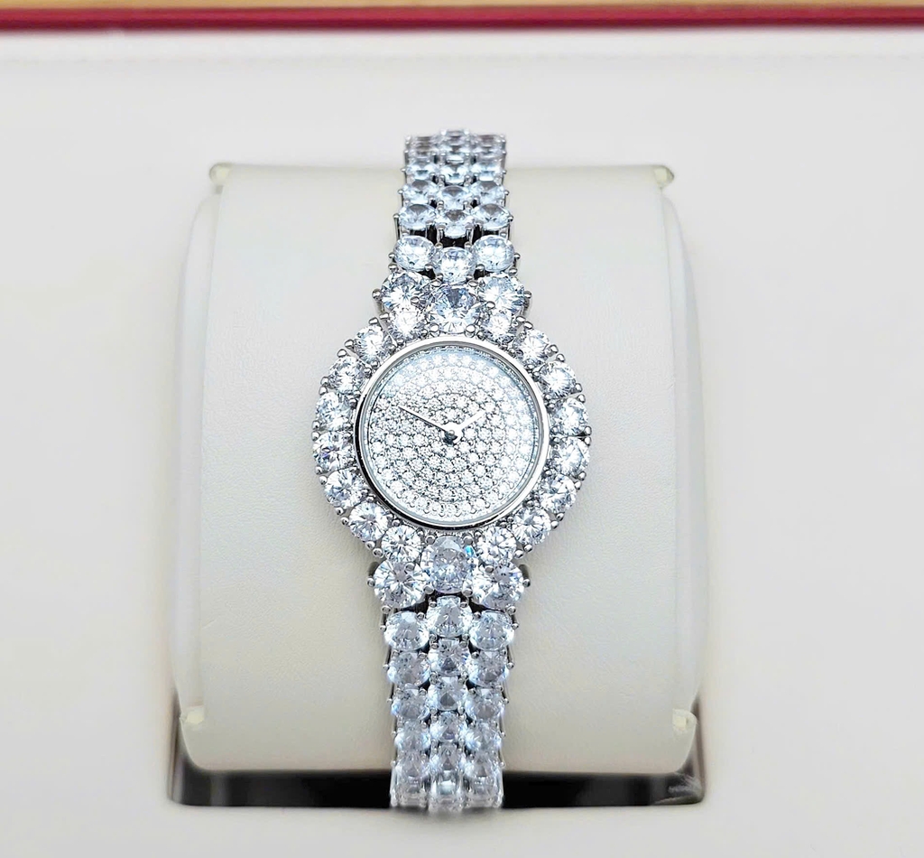 Đồng Hồ Nữ Royal Crown Quartz Đính Đá R2064 Thép Trắng