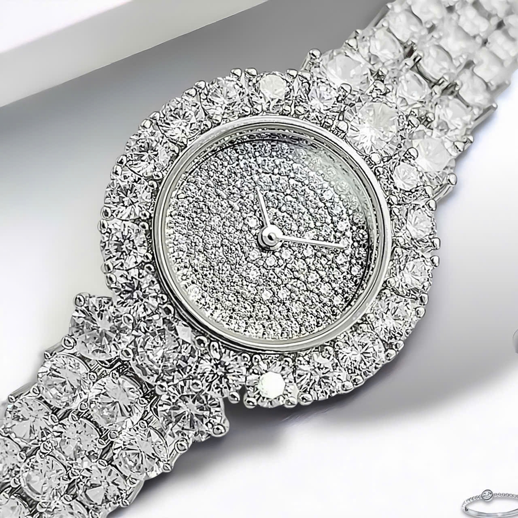 Đồng Hồ Nữ Royal Crown Quartz Đính Đá R2064 Thép Trắng