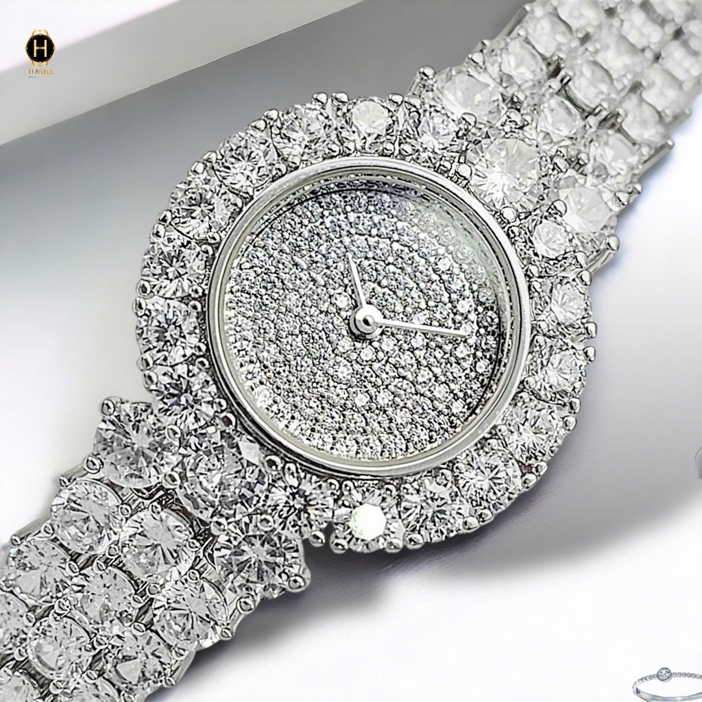Đồng Hồ Nữ Royal Crown Quartz Đính Đá R2064 Thép Trắng