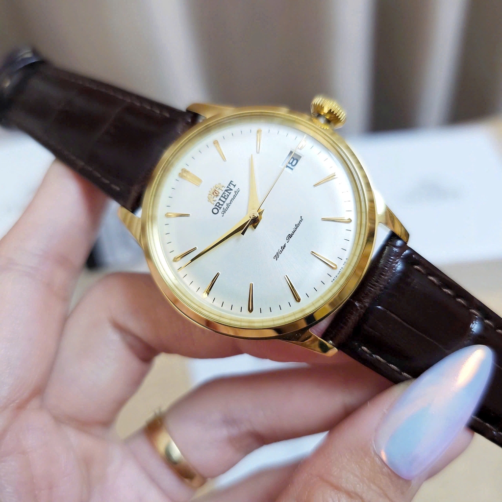Đồng Hồ Nam Orient Automatic Contemporary Classic Bambino RA-AC0M01S30B ( RA-AC0M01S10B ) ( RA-AC0M01S ) Dây Da Nâu Thép Vàng Mặt Trắng