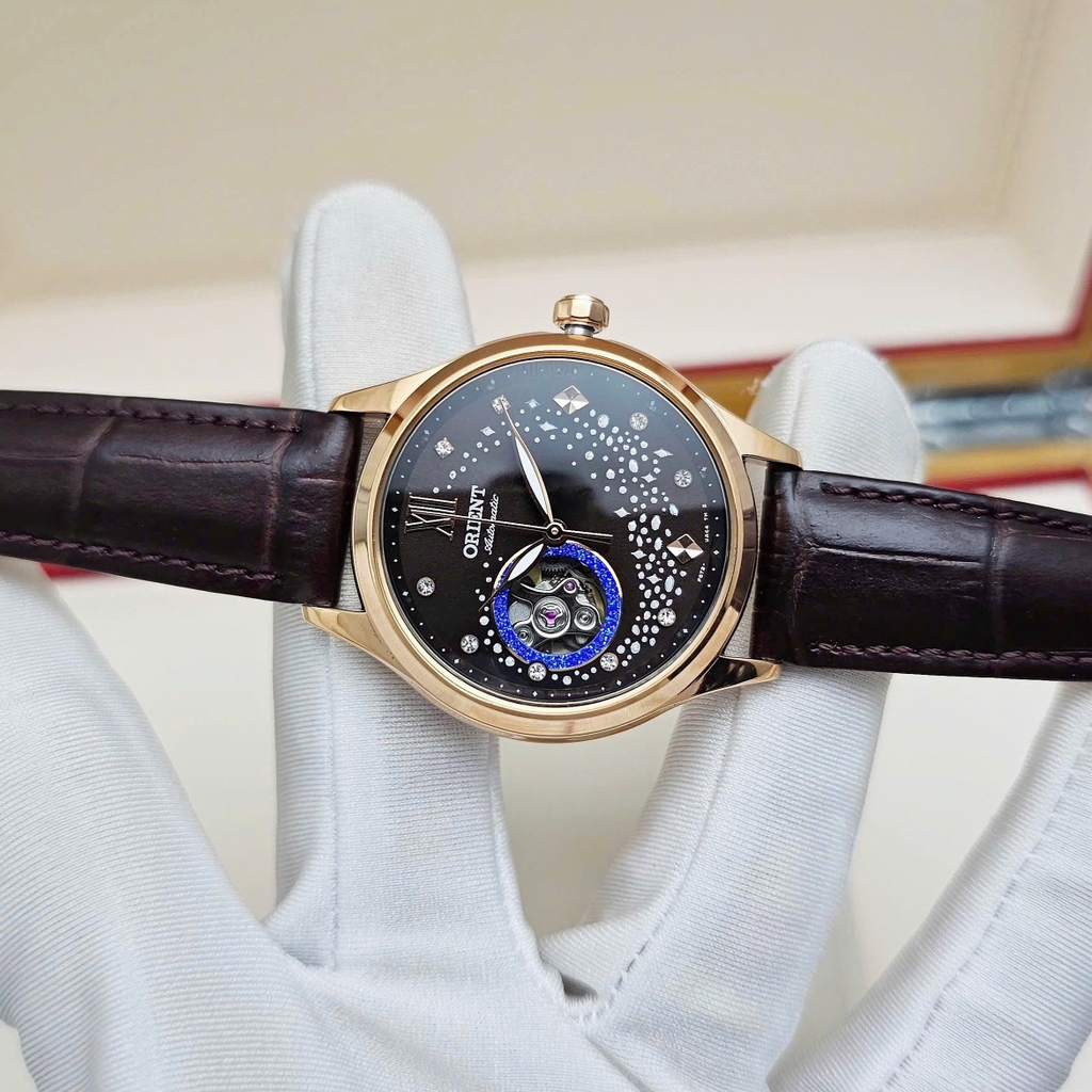 Đồng Hồ Nữ Orient Automatic RA-AG0017Y10B ( RA-AG0017Y ) ( RA-AG0017Y30B ) Dây Da Vỏ Vàng Hồng Mặt Nâu Đen