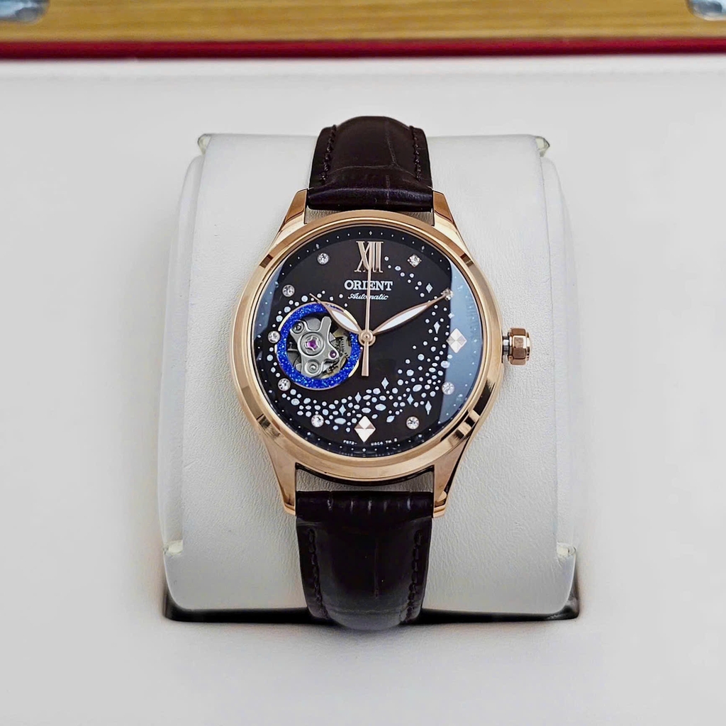 Đồng Hồ Nữ Orient Automatic RA-AG0017Y10B ( RA-AG0017Y ) ( RA-AG0017Y30B ) Dây Da Vỏ Vàng Hồng Mặt Nâu Đen