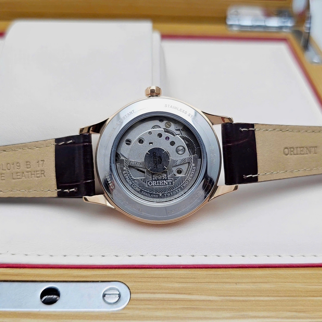Đồng Hồ Nữ Orient Automatic RA-AG0017Y10B ( RA-AG0017Y ) ( RA-AG0017Y30B ) Dây Da Vỏ Vàng Hồng Mặt Nâu Đen