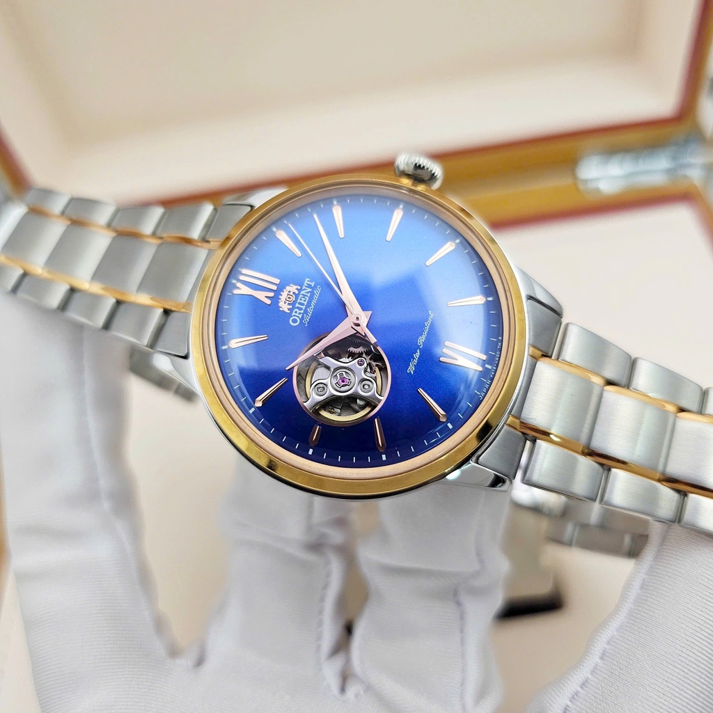 Đồng Hồ Nam Orient Automatic Bambino Open Heart Demi Rose BLue RA-AG0433L RA-AG0433L00C RA-AG0433L10B