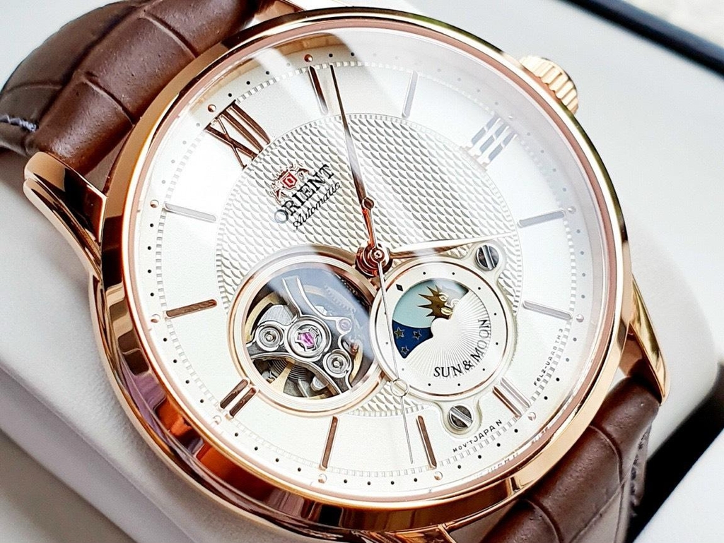 Đồng Hồ Nam Orient Automatic Sun And Moon 4 Open Heart Rose RA-AS0003S30B ( RA-AS0003S00B ) ( RA-AS0003S10B ) ( RN-AS0002J ) ( RN-AS0002S )