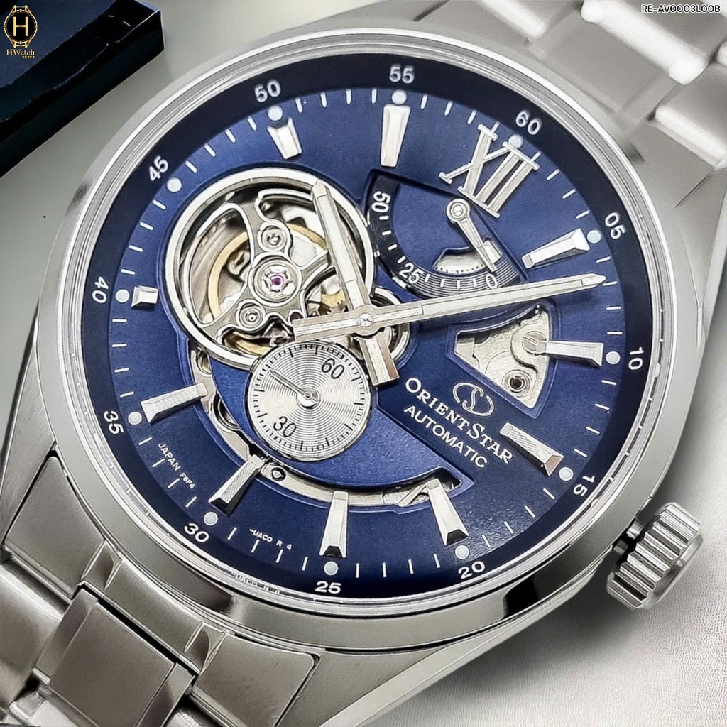Đồng Hồ Nam Orient Star Automatic Semi Skeleton Joker Blue RE-AV0003L00B ( RE-AV0003L) ( RE-AV0003L00Z )