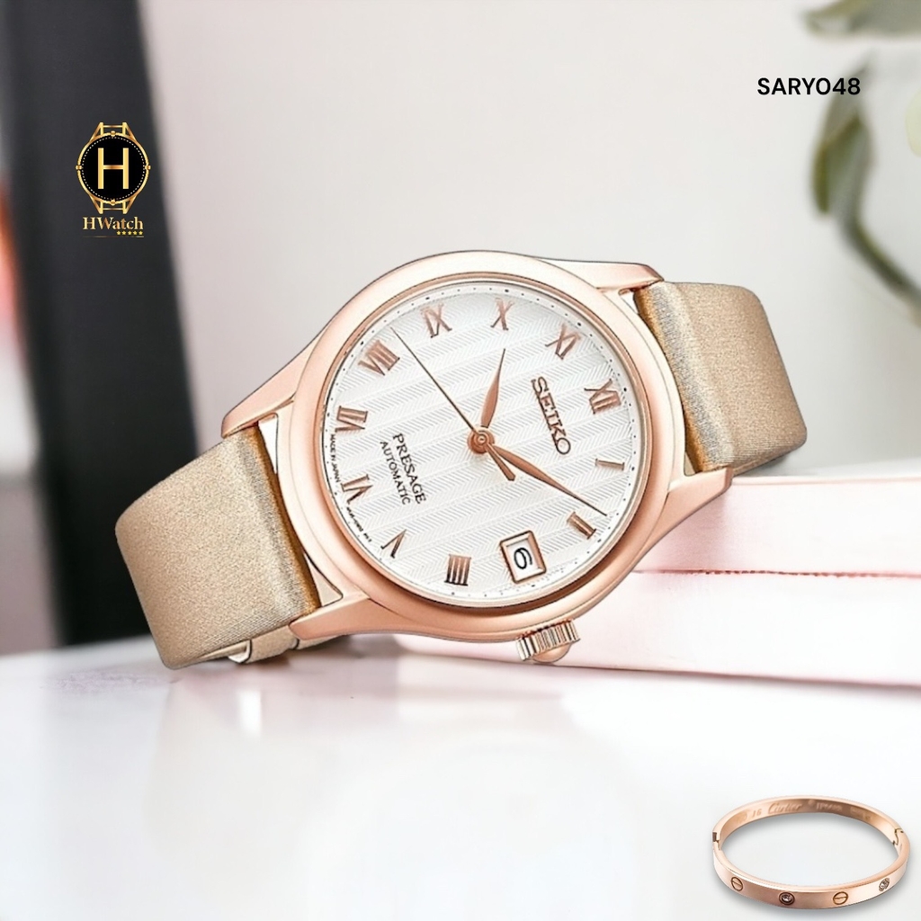 Đồng Hồ Nữ Seiko Automatic Presage Zen Garden Sakura SARY048 Mặt Trắng