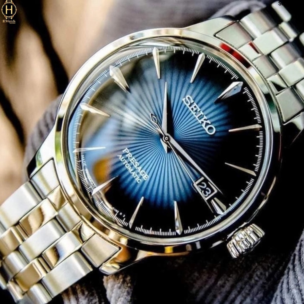 Đồng Hồ Nam Seiko Automatic Presage Cocktail SARY123 Dây Thép Mặt Xanh