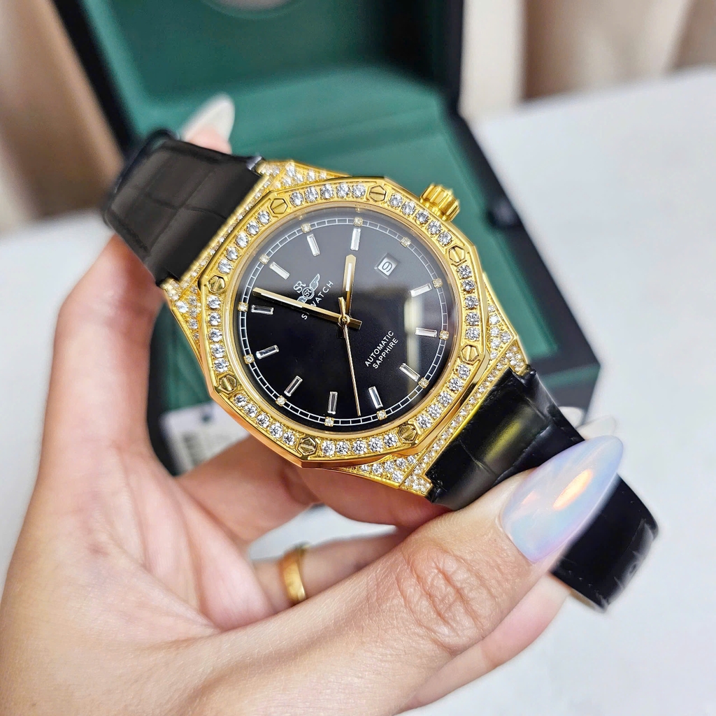 Đồng Hồ Nam SRWATCH Automatic Limited SG99993.4601GLA Dây Da Vỏ Vàng Mặt Đen Sapphire